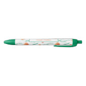 Groen Sinaasappel Bohemian Floral Ditsy Monogramme Blauwe Inkt Pen (Bodem)