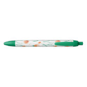 Groen Sinaasappel Bohemian Floral Ditsy Monogramme Blauwe Inkt Pen (Achterkant)