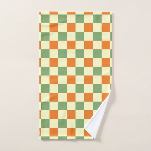 Groen Sinaasappel Bruin Geruit Gingham Patroon Bad Handdoek (Handdoek)