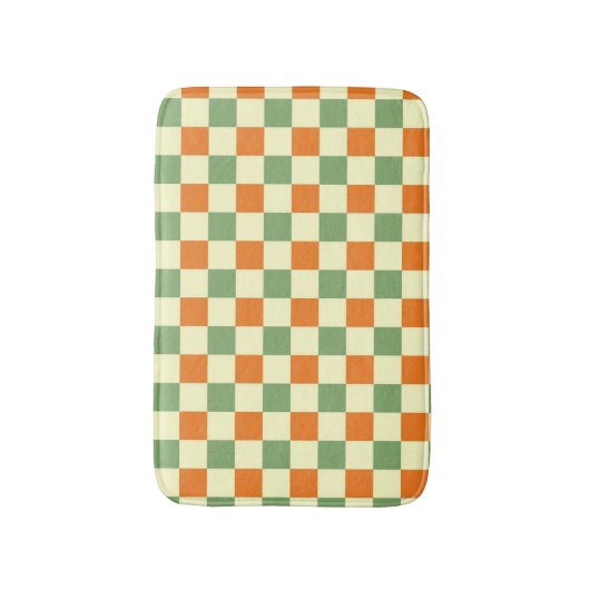 Groen Sinaasappel Bruin Geruit Gingham Patroon Badmat (Voorkant Verticaal)