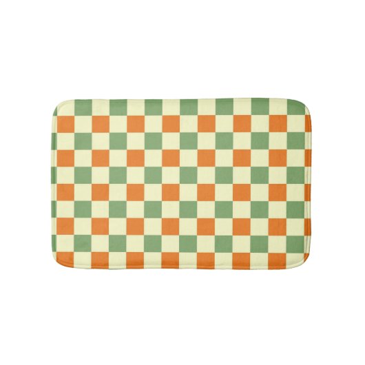 Groen Sinaasappel Bruin Geruit Gingham Patroon Badmat (Voorkant)