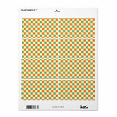Groen Sinaasappel Bruin Geruit Gingham Patroon Etiket (Full Sheet)