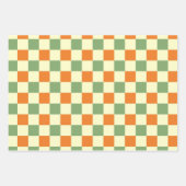 Groen Sinaasappel Bruin Geruit Gingham Patroon Inpakpapier Vel (Voorkant)