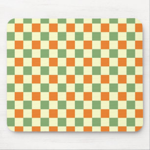 Groen Sinaasappel Bruin Geruit Gingham Patroon Muismat