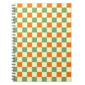 Groen Sinaasappel Bruin Geruit Gingham Patroon Notitieboek (Voorkant)