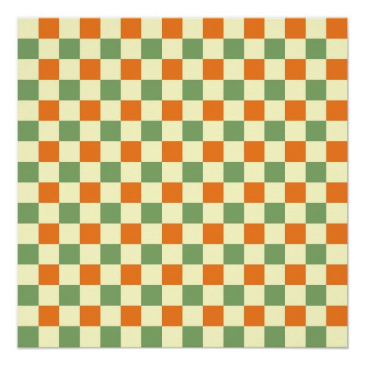 Groen Sinaasappel Bruin Geruit Gingham Patroon Perfect Poster (Voorkant)