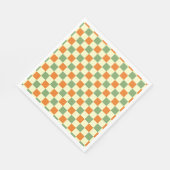 Groen Sinaasappel Bruin Geruit Gingham Patroon Servet (Hoek)