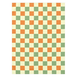 Groen Sinaasappel Bruin Geruit Gingham Patroon Tafelkleed