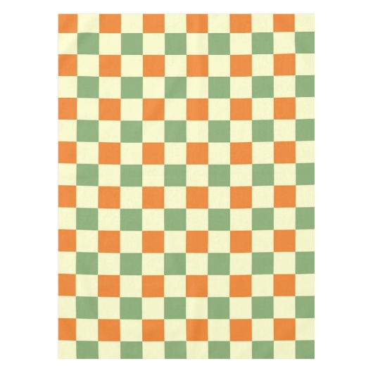 Groen Sinaasappel Bruin Geruit Gingham Patroon Tafelkleed (Voorkant)