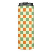 Groen Sinaasappel Bruin Geruit Gingham Patroon Thermosbeker (Achterkant)