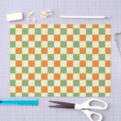 Groen Sinaasappel Bruin Geruit Gingham Patroon Tissuepapier (Craft)