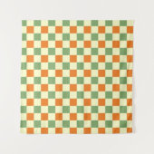 Groen Sinaasappel Bruin Geruit Gingham Patroon Wandkleed (Voorkant (horizontaal))