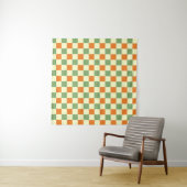 Groen Sinaasappel Bruin Geruit Gingham Patroon Wandkleed (In Situ (horizontaal))