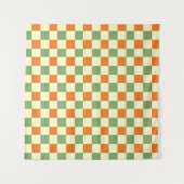 Groen Sinaasappel Bruin Geruit Gingham Patroon Wandkleed (Voorkant)