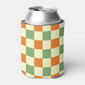 Groen Sinaasappel Checkerboard Retro Classic Chequ Blikjeskoeler (Blikje Voorkant)