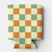 Groen Sinaasappel Checkerboard Retro Classic Chequ Blikjeskoeler (Achterkant)