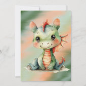 Groen Sinaasappel Dragon Boy Baby shower Kaart (Achterkant)