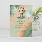 Groen Sinaasappel Dragon Boy Baby shower Kaart (Staand voorkant)