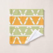 Groen Sinaasappel Driehoek Stripes Patroon Bad Handdoek (Wasdoekje)
