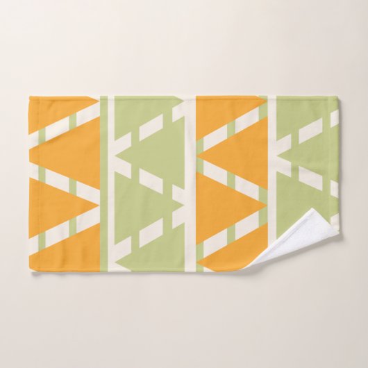 Groen Sinaasappel Driehoek Stripes Patroon Bad Handdoek (Handdoek)