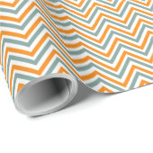 Groen Sinaasappel en witte zigzag Chevron Cadeaupapier (Rol Hoek)