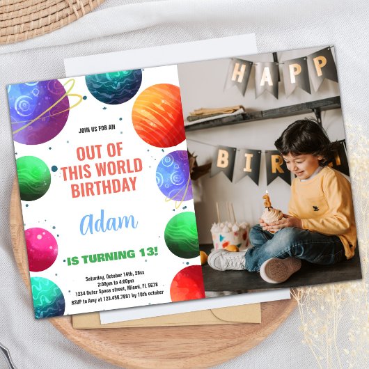 Groen Sinaasappel Foto Buitenruimte Verjaardagsuit Kaart