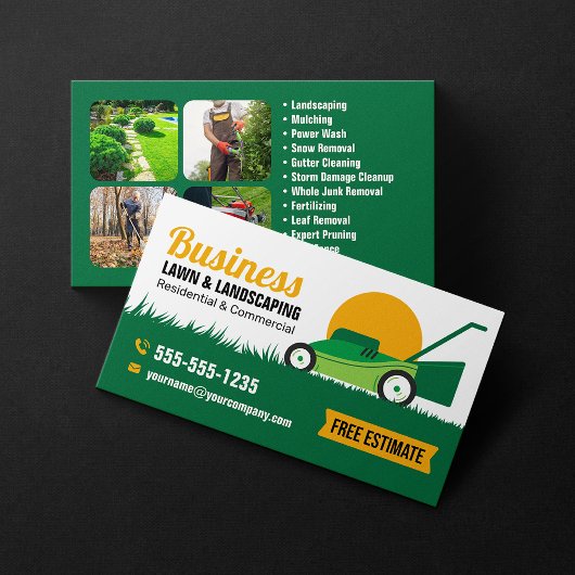 Groen Sinaasappel Gazon & Landscaping Service Lawn Visitekaartje