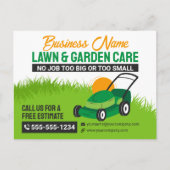 Groen & Sinaasappel Gazon & Tuinverzorging Mower M Briefkaart (Voorkant)