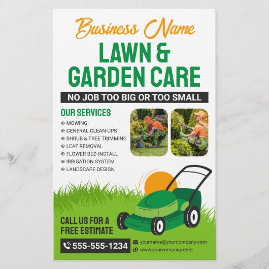 Groen & Sinaasappel Gazon & Tuinverzorging Mower M Flyer (Voorkant)