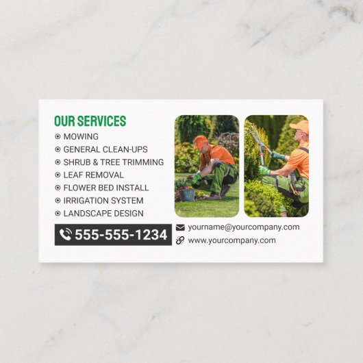 Groen & Sinaasappel Gazon & Tuinverzorging Mower M Visitekaartje (Achterkant)