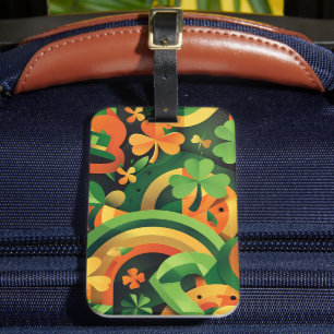 GROEN SINAASAPPEL GEEL ABSTRACT IERS PATROON BAGAGELABEL