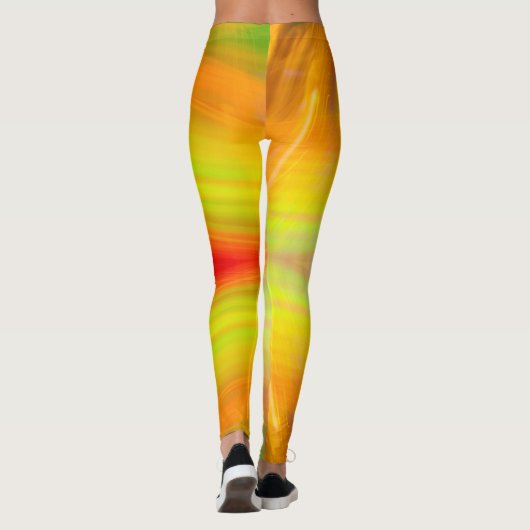 Groen sinaasappel geel rood licht banden abstract  leggings (Achterkant)