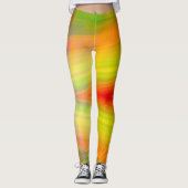 Groen sinaasappel geel rood licht banden abstract  leggings (Voorkant)