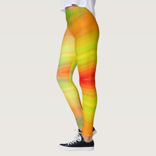 Groen sinaasappel geel rood licht banden abstract  leggings (Links)