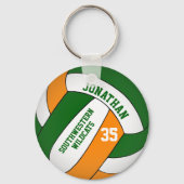 Groen sinaasappel gepersonaliseerd jongensvolleyba sleutelhanger (Achterkant)