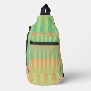 Groen Sinaasappel gestreept patroon Sling Bag