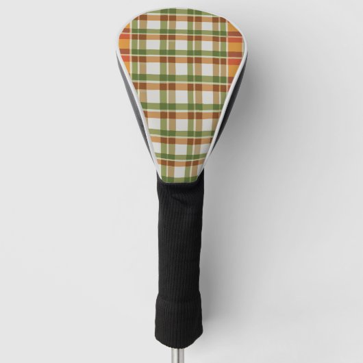 Groen Sinaasappel Gingham Golfheadcover (Voorkant)