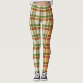 Groen Sinaasappel Gingham Leggings (Voorkant)