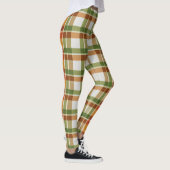 Groen Sinaasappel Gingham Leggings (Rechts)