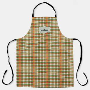 Groen Sinaasappel Gingham Schort