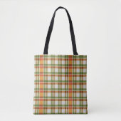 Groen Sinaasappel Gingham Tote Bag (Voorkant)