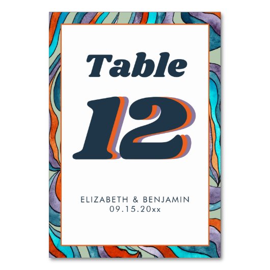 Groen Sinaasappel Golvende Moderne Retro Groovy Br Kaart (Voorkant)