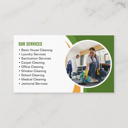 Groen Sinaasappel Huis Schoonmaak Huishoudster Mai Visitekaartje (Achterkant)