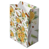 Groen Sinaasappel Joyful Christmas Holiday Gift Medium Cadeauzakje (Achterkant Gekanteld)