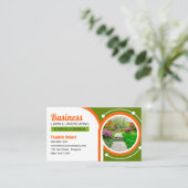 Groen Sinaasappel Landscaping Maaien Grasonderhoud Visitekaartje (Staand voorkant)