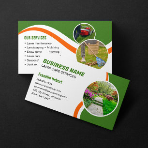 Groen Sinaasappel Lawn Care Landscaping Mowing 3 F Visitekaartje