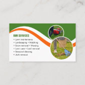 Groen Sinaasappel Lawn Care Landscaping Mowing 3 F Visitekaartje (Achterkant)