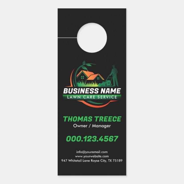 Groen Sinaasappel Modern Lawn Care Landscaping Ser Deurhanger (Voorkant)
