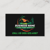 Groen Sinaasappel Modern Lawn Care Landscaping Ser Visitekaartje (Voorkant)