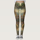 Groen Sinaasappel Natuur Chinees Tree Dragon Tatto Leggings (Voorkant)